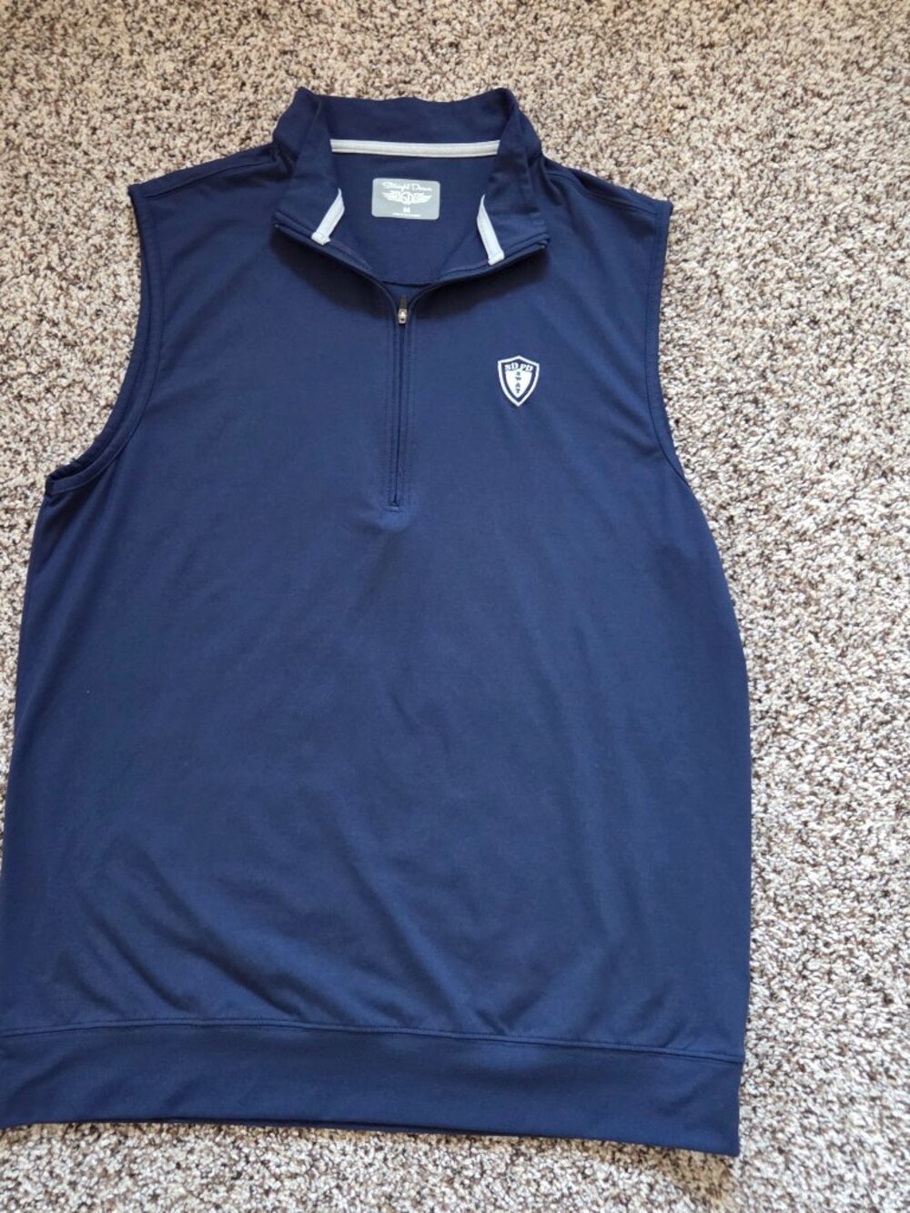 Straight Down Performance 1/4 Zip Vest Mens Med Navy Blue Golf Preppy Stretch